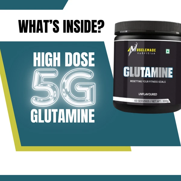 Musclemade Glutamine Powder | Unflavoured | 300 g | 60 Servings - Unflavoured