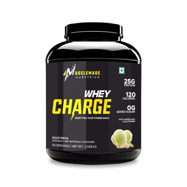 Musclemade CHARGE Whey | 25g Protein  - 2.048 KG ( 64 Servings), Kulfi pista