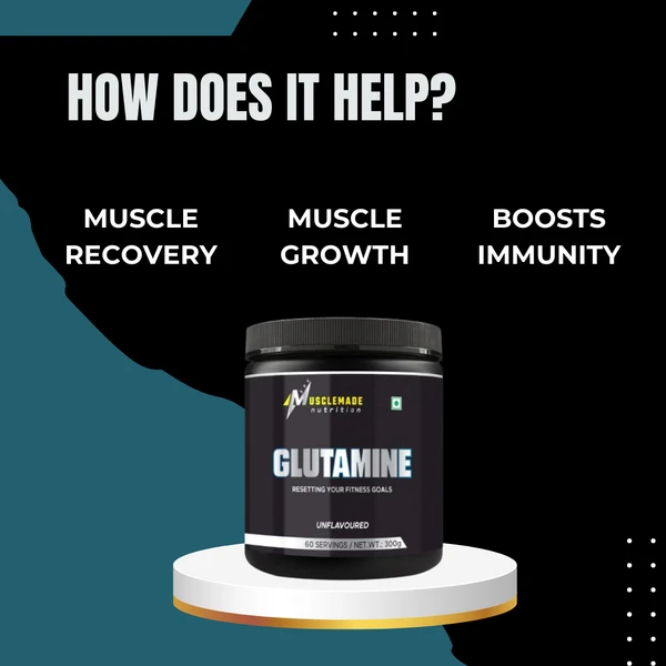 Musclemade Glutamine Powder | Unflavoured | 300 g | 60 Servings - Unflavoured