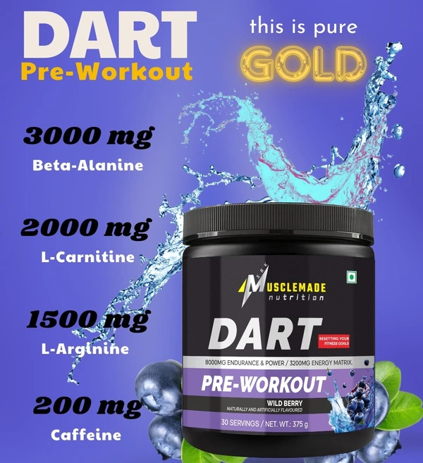 Musclemade DART PRE Workout, 375 g/30 Servings - Peach Mango