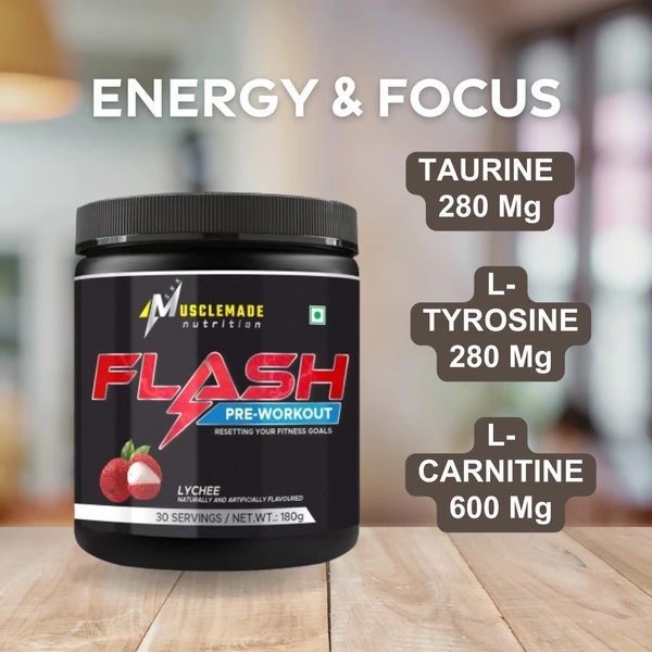 Musclemade FLASH PRE Workout, 180 g/30 Servings - Lychee