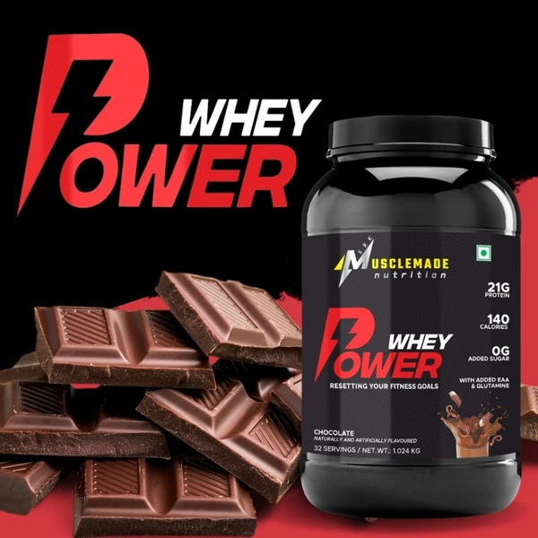 Musclemade POWER Whey | 21g Protein - 1.024 KG ( 32 Servings), Chocolate