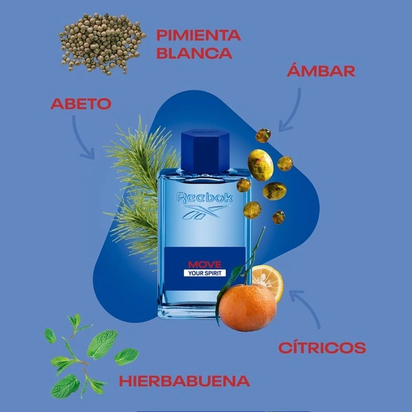 Reebok Move Your Spirit Eau De Toilette Natural Spray Perfume For Men- 100ml - Men