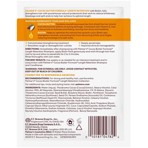 Palmer's Cocoa Butter With Vitamin E Length Retention Biotin Pack Conditioner- 60g (4782)