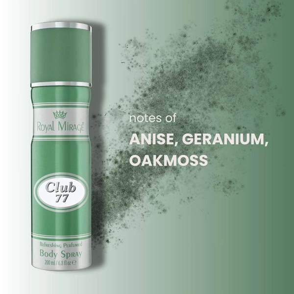 Royal Mirage Club 77 Refreshing Perfumed Body Spray- 200ml