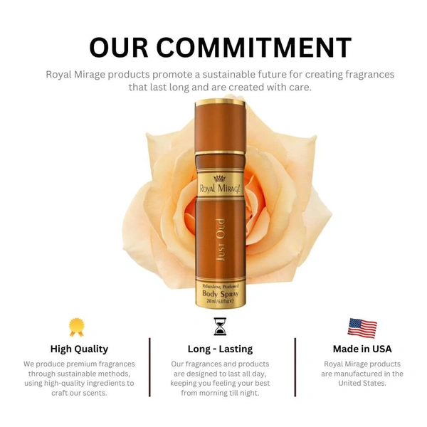 Royal Mirage Just Oud Refreshing Perfumed Body Spray- 200ml