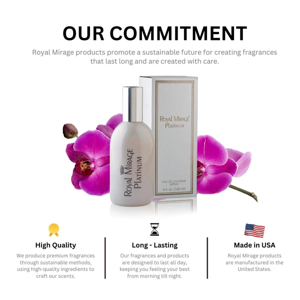 Royal Mirage Platinum Eau De Cologne Spray- 120ml