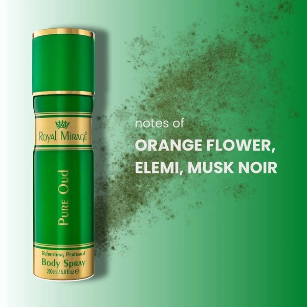 Royal Mirage Pure Oud Refreshing Perfumed Body Spray- 200ml