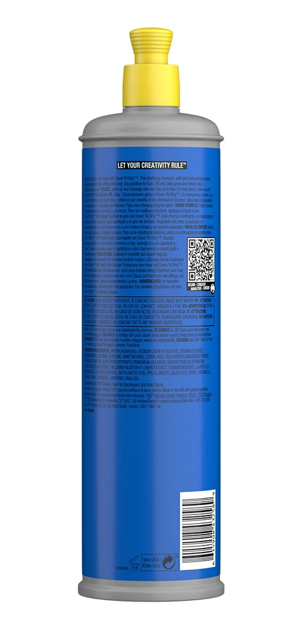 TIGI Bed Head Down N' Dirty Clarifying Detox Shampoo For Revitalized Hair- 600ml