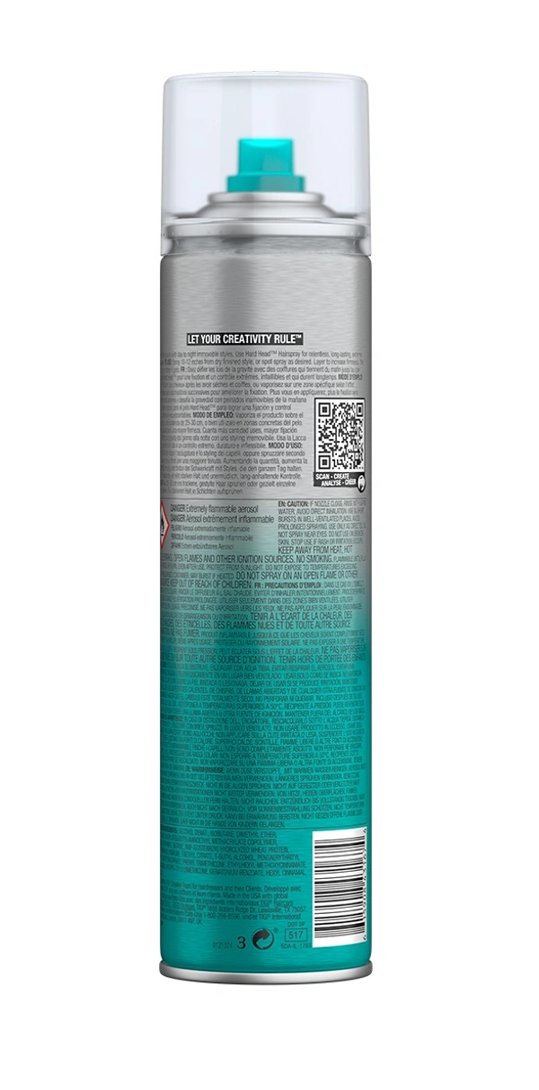 TIGI Bed Head Hard Head Hair Spray for Extreme Hold & Natural Shine Finish, Dries Instantly for Lasting Effect, Hair Setting Spray with Long Lasting Hold for Hairstyling, Unisex Spray for All Hair Types- 385 ml