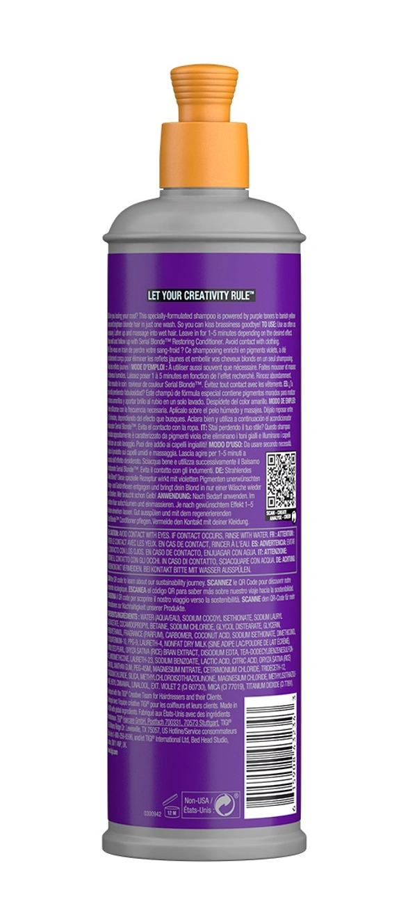TIGI Bed Head Serial Blonde Purple Toning Shampoo For Cool Blonde Coloured Hair- 400ml
