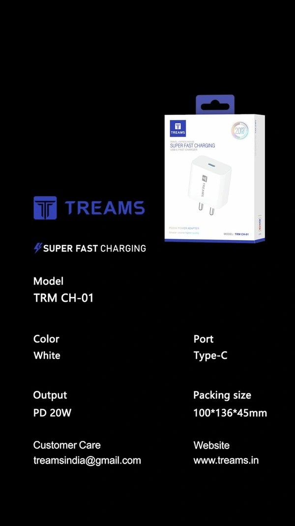 Treams 30 Wat Super Vooc Charger (1 Year Warranty ) 