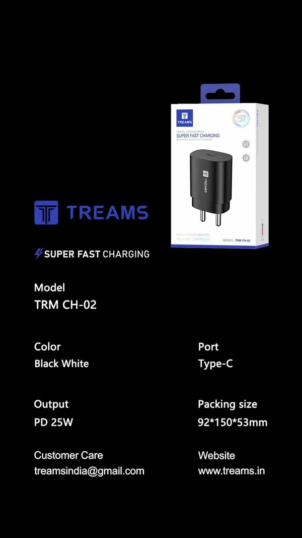 Treams 25 Wat PD charger (1 Year Warranty)