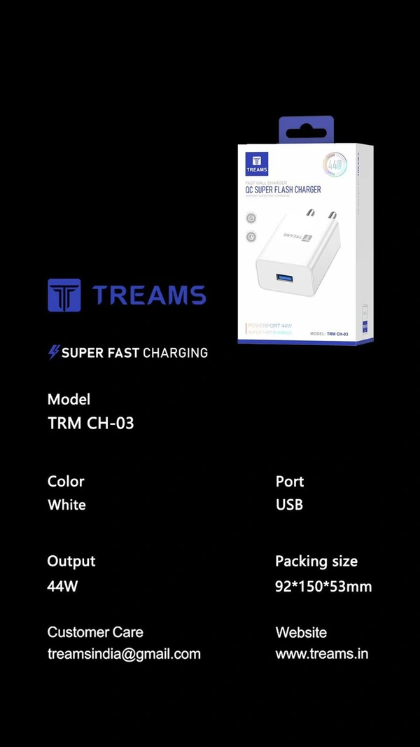 Treams 44 Wat Flash Charger (1 Year Warranty )