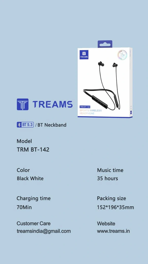 Treams BT 141 Bluetooth Neckband (6 Months Warranty )