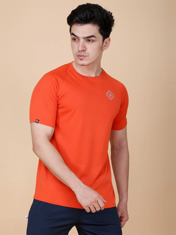 EVERYDAY ESSENTIAL PLAIN HALF SLEEVE T-SHIRT - M, RUST ORANGE