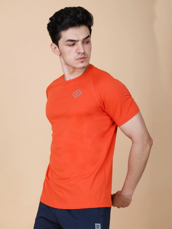 EVERYDAY ESSENTIAL PLAIN HALF SLEEVE T-SHIRT - M, RUST ORANGE