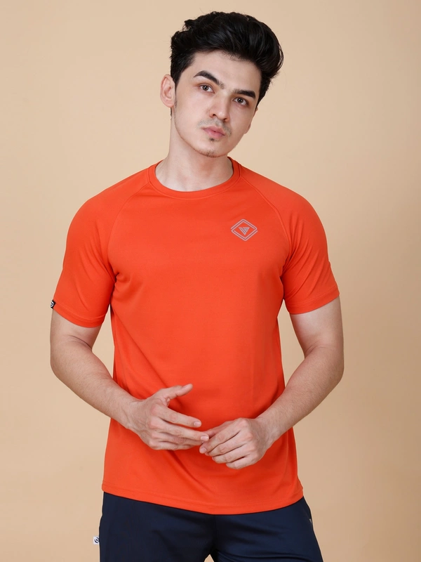 EVERYDAY ESSENTIAL PLAIN HALF SLEEVE T-SHIRT - M, RUST ORANGE