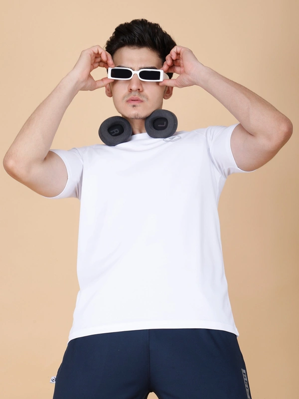 EVERYDAY ESSENTIAL PLAIN HALF SLEEVE T-SHIRT - M, WHITE