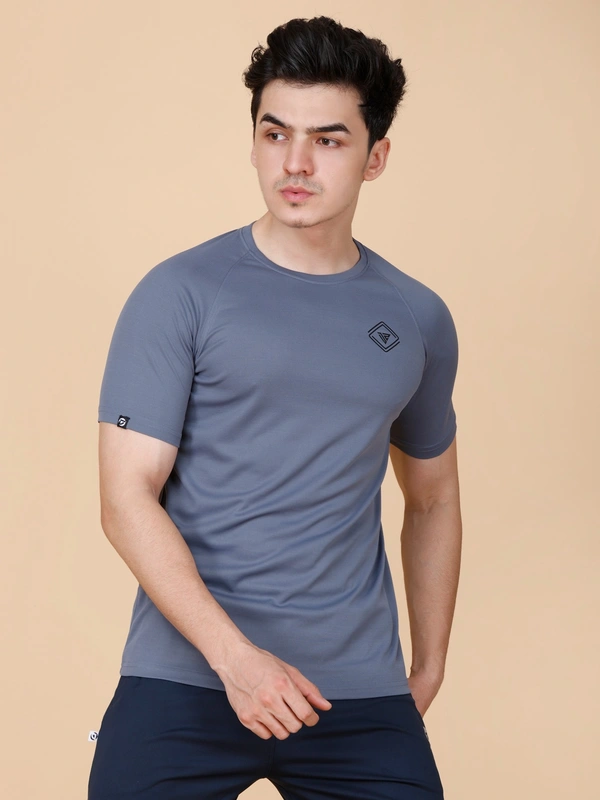 EVERYDAY ESSENTIAL PLAIN HALF SLEEVE T-SHIRT - L, DARK GREY
