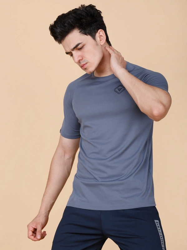 EVERYDAY ESSENTIAL PLAIN HALF SLEEVE T-SHIRT - L, DARK GREY