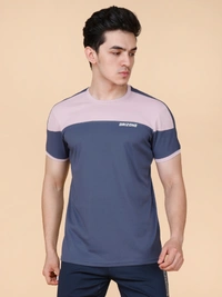 PERFORMANCE PANELLED HALF SLEEVE  T-SHIRT - XL, NAVY BLUE