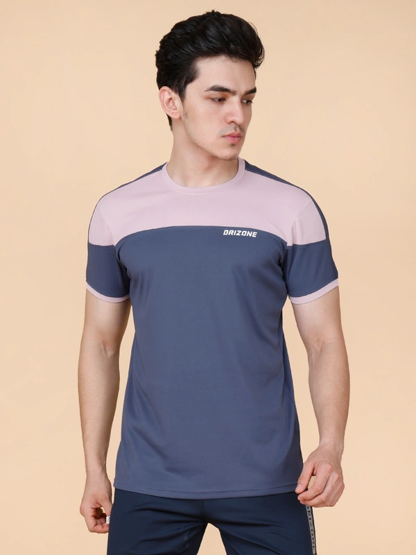 PERFORMANCE PANELLED HALF SLEEVE  T-SHIRT - XL, NAVY BLUE