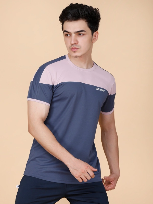 PERFORMANCE PANELLED HALF SLEEVE  T-SHIRT - XL, NAVY BLUE