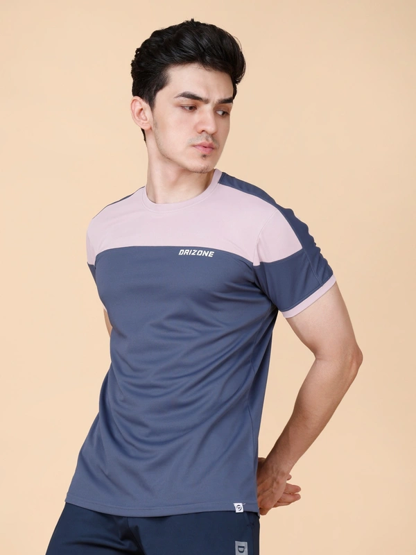 PERFORMANCE PANELLED HALF SLEEVE  T-SHIRT - XL, NAVY BLUE