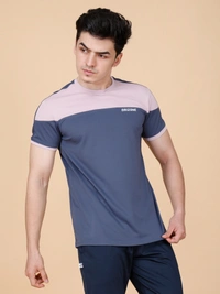 PERFORMANCE PANELLED HALF SLEEVE  T-SHIRT - XL, NAVY BLUE