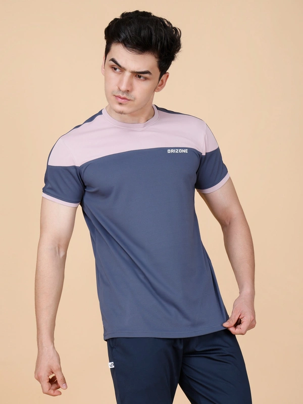 PERFORMANCE PANELLED HALF SLEEVE  T-SHIRT - XL, NAVY BLUE