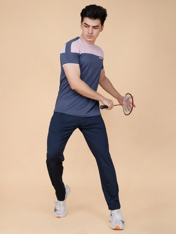 PERFORMANCE PANELLED HALF SLEEVE  T-SHIRT - XL, NAVY BLUE