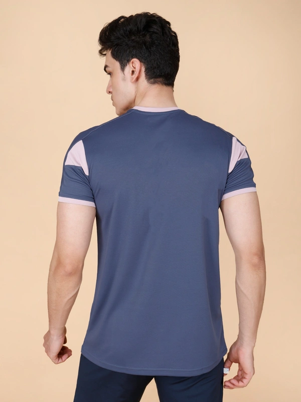 PERFORMANCE PANELLED HALF SLEEVE  T-SHIRT - XL, NAVY BLUE