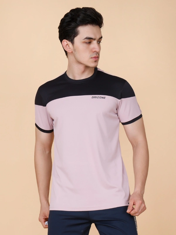 PERFORMANCE PANELLED HALF SLEEVE  T-SHIRT - XL, ONION PINK