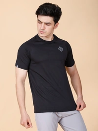 EVERYDAY ESSENTIAL PLAIN HALF SLEEVE T-SHIRT - L, BLACK