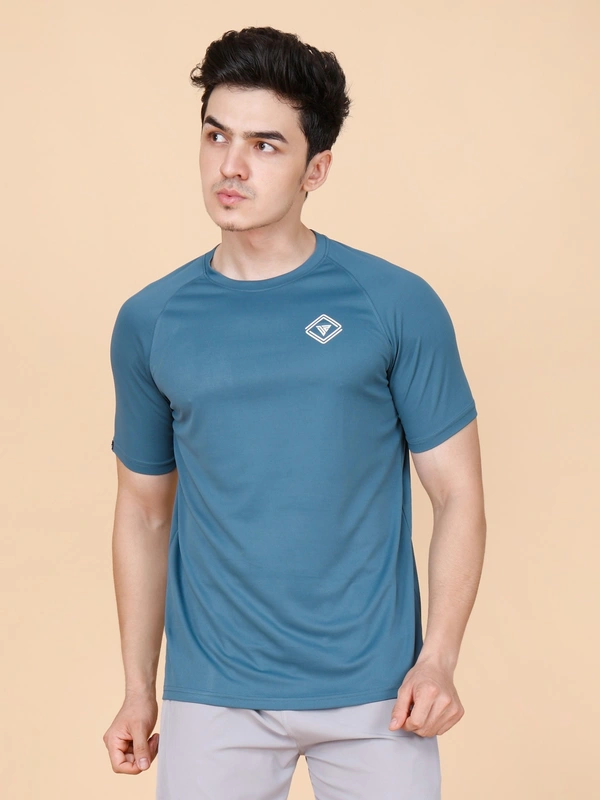 EVERYDAY ESSENTIAL PLAIN HALF SLEEVE T-SHIRT - M, DARK CYAN