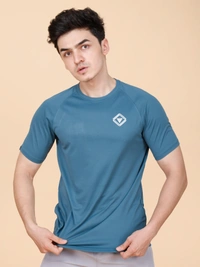 EVERYDAY ESSENTIAL PLAIN HALF SLEEVE T-SHIRT - M, DARK CYAN