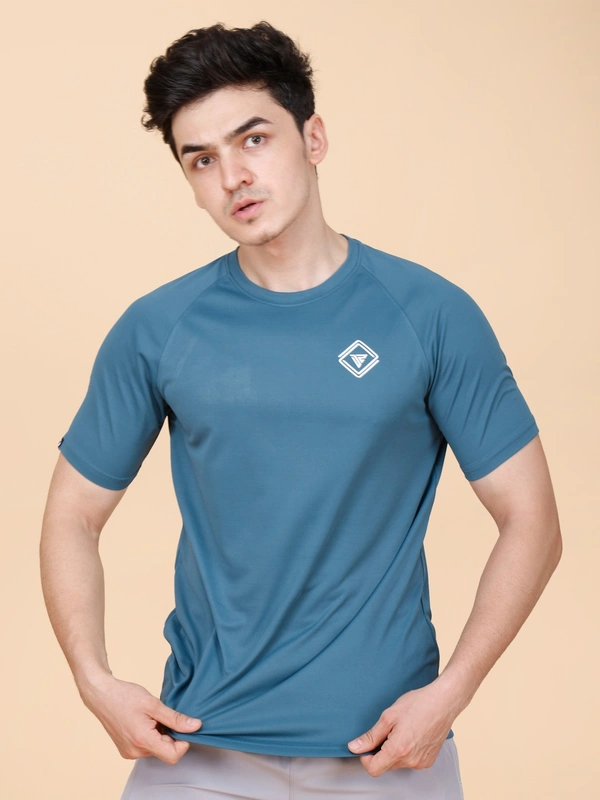 EVERYDAY ESSENTIAL PLAIN HALF SLEEVE T-SHIRT - M, DARK CYAN