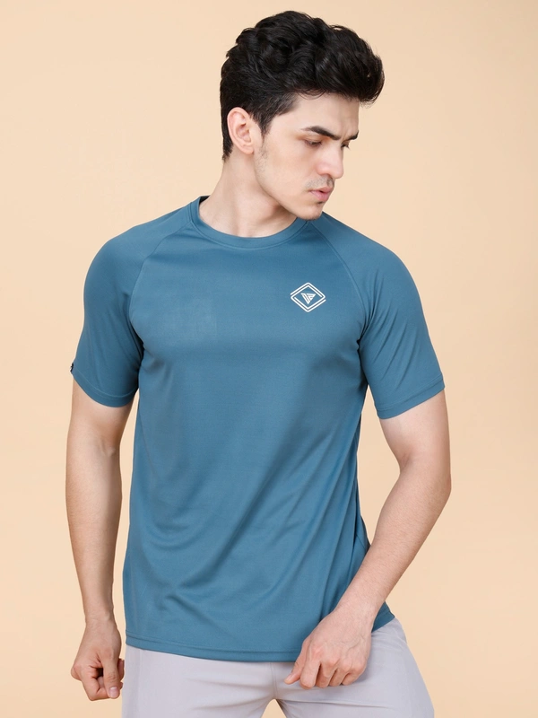 EVERYDAY ESSENTIAL PLAIN HALF SLEEVE T-SHIRT - M, DARK CYAN
