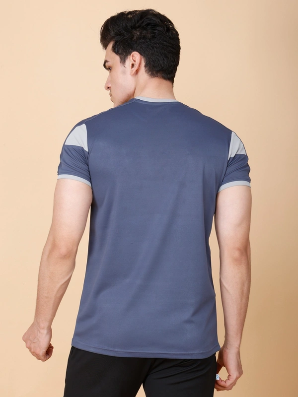 PERFORMANCE PANELLED HALF SLEEVE  T-SHIRT - XXL, DARK NAVY BLUE