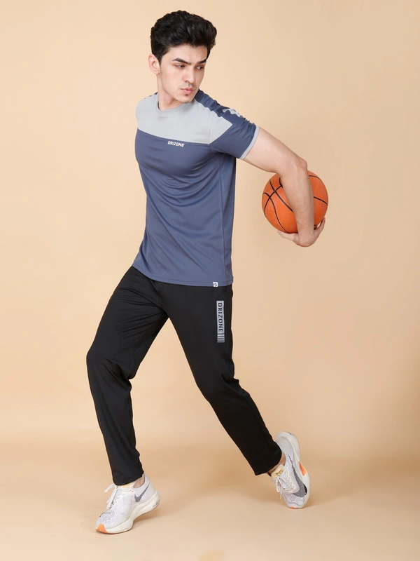 PERFORMANCE PANELLED HALF SLEEVE  T-SHIRT - XXL, DARK NAVY BLUE