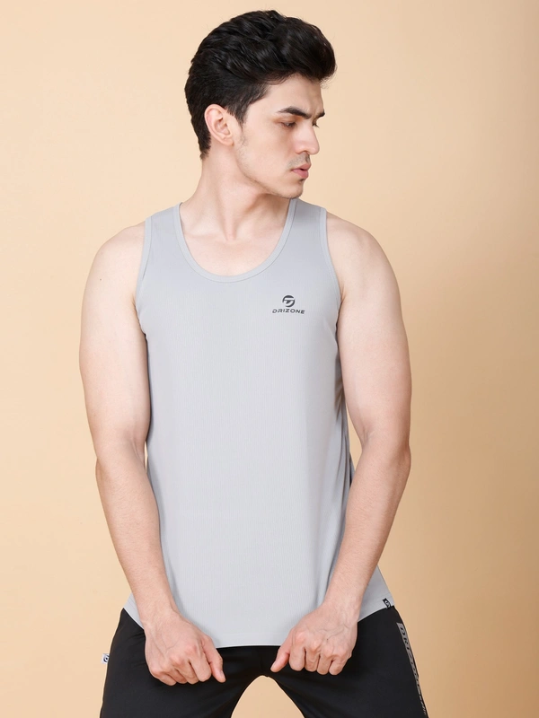 ESSENTIAL GYM TANK TOP/SANDO - L, LIGHT GREY