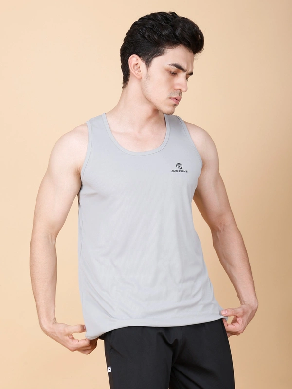 ESSENTIAL GYM TANK TOP/SANDO - L, LIGHT GREY
