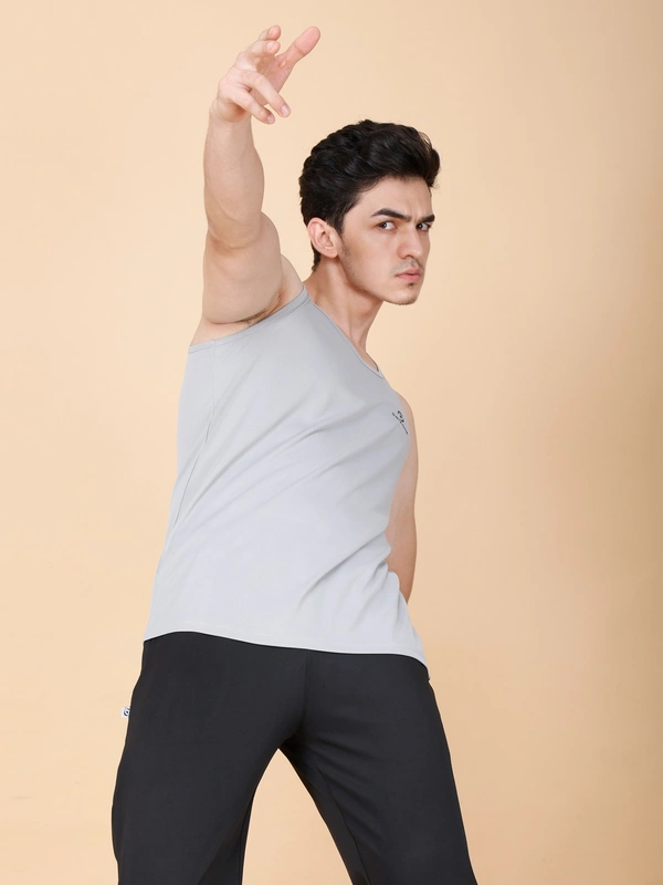 ESSENTIAL GYM TANK TOP/SANDO - L, LIGHT GREY