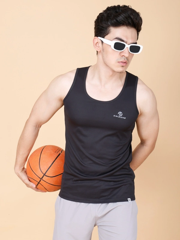 ESSENTIAL GYM TANK TOP/SANDO - L, BLACK