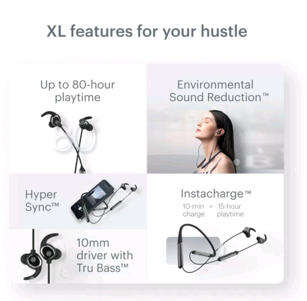 Noise Flair XL with 80hrs of playtime, ESR, Instacharge and Bluetooth v5.2 Bluetooth Gaming Headset ( In the Ear) - White, Free