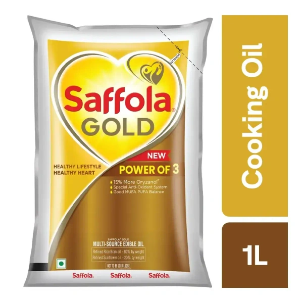 Saffola Gold Refined Cooking Oil 1ltr Pouch Pack - 1L
