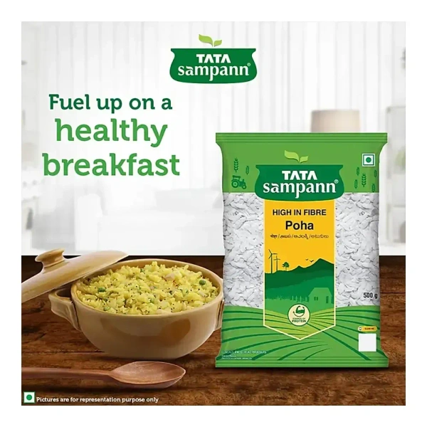 Tata Sampann High Dietary Poha 500 gm High in Fibre, Thick - 500g