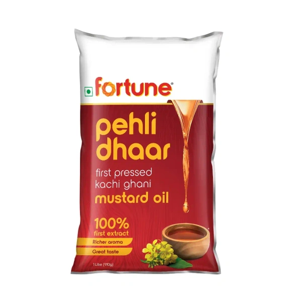 Fortune Peheli Dhar Kachighani Mustard Oil Pouch 1L - 1L