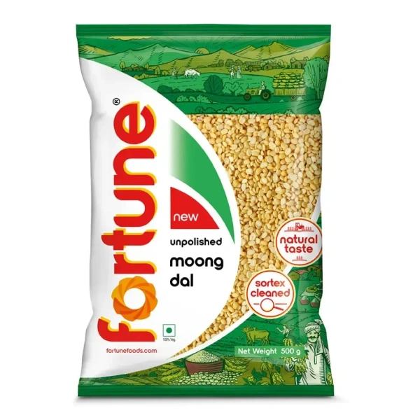 Fortune Unpolished Moong Dal 500gm - 500g